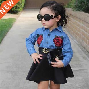 Baby Girls Floral Jeans ops+Tutu Skirt Fashion Children Clo