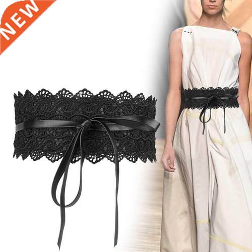 New Women Bow Lace Belt Corset Wide Belts for Women Black Wh