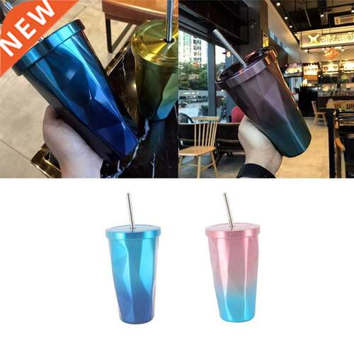 Set of 1 Stainless Steel Tumbler with Straw and Lid Double W