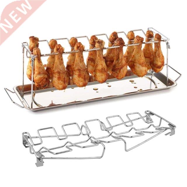 Collapsible Stainless Steel Barbecue Roaster Stand Tray Chic