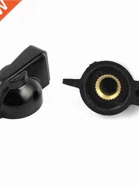 2 x Black Plastic Rotary Switch Knobs Caps for 6mm Dia Shaft