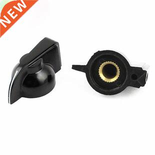 2 x Black Plastic Rotary Switch Knobs Caps for 6mm Dia Shaft