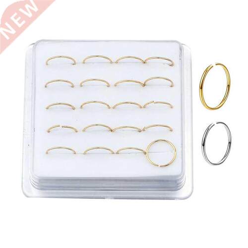 20pcs Silver Color Nose Ring Hoop - 24 Gauge Snug Nose Hoop