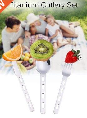 Steel Knife Fork Spoon Button Set Camping Tablewear