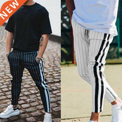 Fashion Men England Style Striped Pants Male New Long Pencil