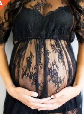 Pregnant Women Lace See Through Maternity Dress Fancy Studio