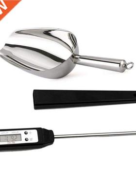 8 Inch Stainless Steel Ice-Cube Scoop & Cooking Food Thermom