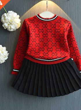 2022 Girls Winter Clothes Set Long Sleeve Sweater Shirt and