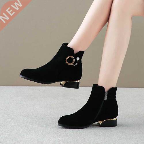 Comemore 2021 Women's Shoes Women Ankle Boot Low Heel Shoe P