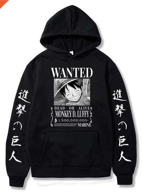 Attack on Titan One Piece Luffy Hoodie Men Fashion Homme Fle