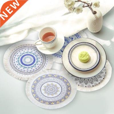 Round rame Placemats Set Of 4 Handmade Cotton Woven Boho