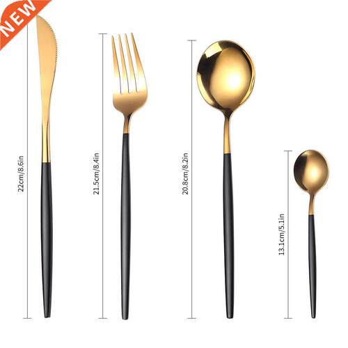 24pcs Gold Dinnerware Set Stainless Steel Tableware Set Knif