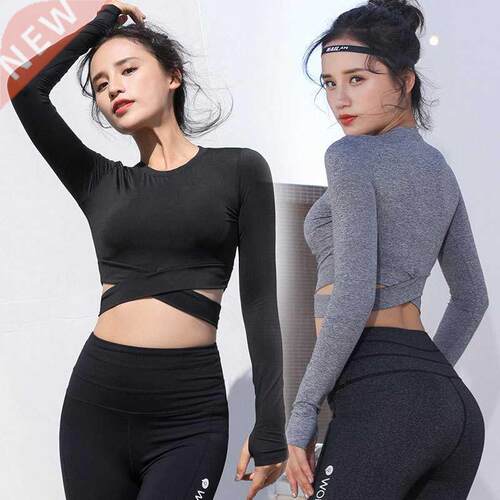 sports t-shirt womens longsleeve yoga women瑜伽运动上衣长袖