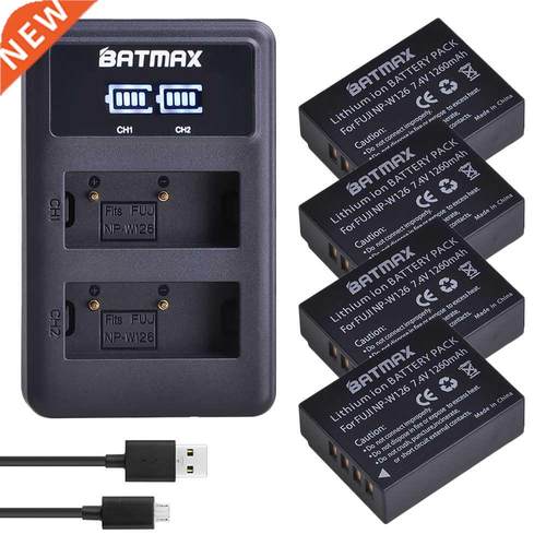 4Pcs 1260mAh NP-W126 NP W126 NP-W126S W126S Battery + LED Du