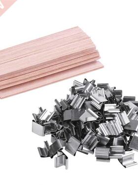 100 Pcs Wood Candle Wicks With Iron Stand Candle Cores Natur