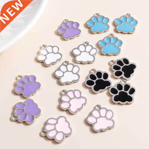 10pcs 16*17mm 5 Color Dog Paw Print Charms for Jewelry Makin