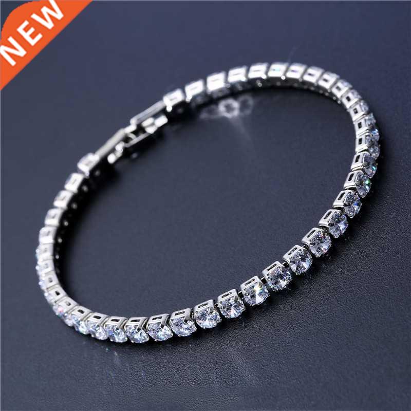 4mm Cubic Zirconia Green Tennis Bracelet Chain Bracelets For