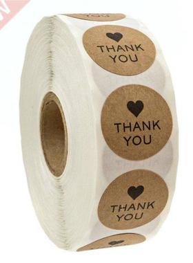 100-500pcs/roll Raft Paper Thank You Stickers With Heart App