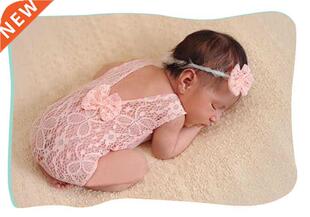 Newborn Photography Props Baby Lace Romper Outfit Headband P
