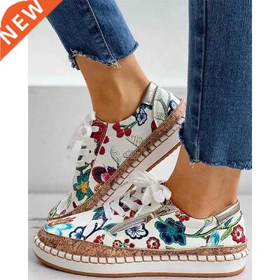 Women Sneakers Lady Vulcanized Shoes Elegant Floral Printed