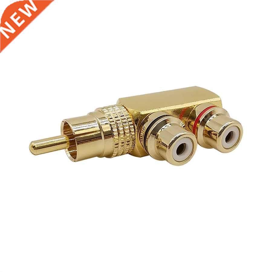 1Pcs Gold Plated 3 Way RCA Splitter 1 RCA Male to 2 RCA Fema