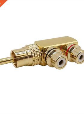 1Pcs Gold Plated 3 Way RCA Splitter 1 RCA Male to 2 RCA Fema