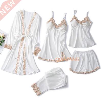 5pcs V-Ne Nightwear Pajamas Sets Bride Wedding Nightwear S