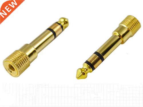 2pcs 6.35mm Plug to 3.5mm Jack Gold Audio Converter