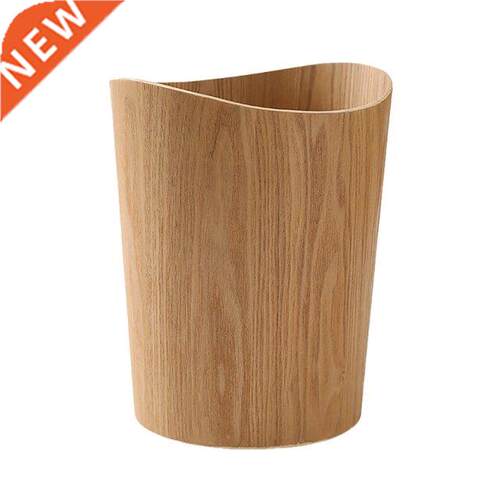 Household Wooden Trash Can, Solid Wood Trash Basket, Round T