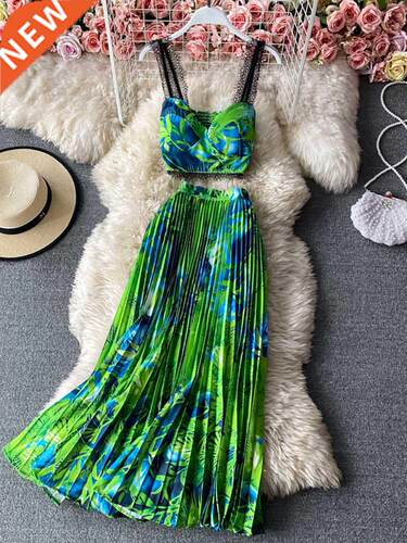 Bohemian Vacation Beach 2pcs Set Women Floral Printed Short