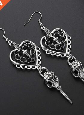 Gothc Heart Cross Brd Skull Earrngs Jewellery Desgn Dark
