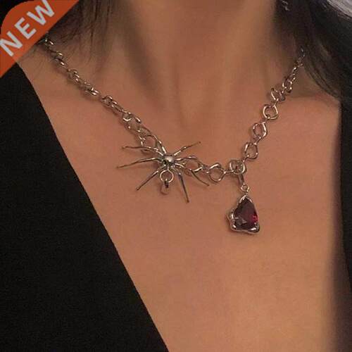 Spider Necklace Women Red Crystal Necklaces Woman Fashion Cr