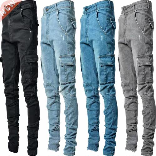 2022 Newest Europe Jeans Men Pencil Pants Casual Cotton Den