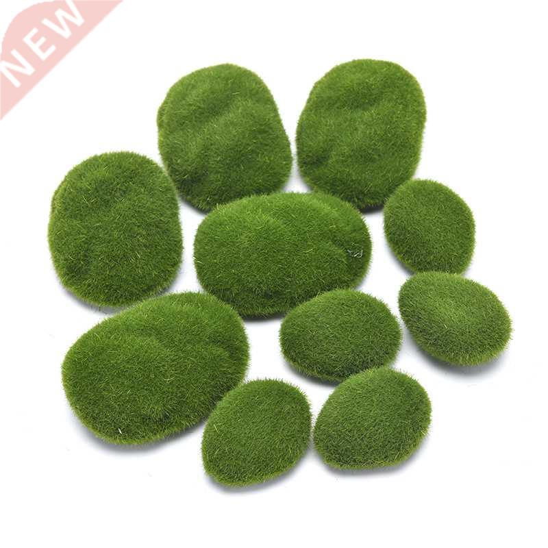 20Pcs 3 Size Artificial Moss Stone Rock Green Moss Covered D