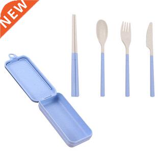 Wheat Straw Plastic Travel Cutlery Set, Portable and Reusabl