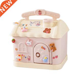 Cute House Money Box with 3D Sticker Kawaii Piggy Bank for