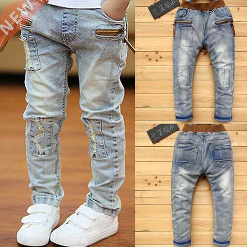 IENENS 4-11Y Boys Slim Straight Jeans Summer Classic Light C