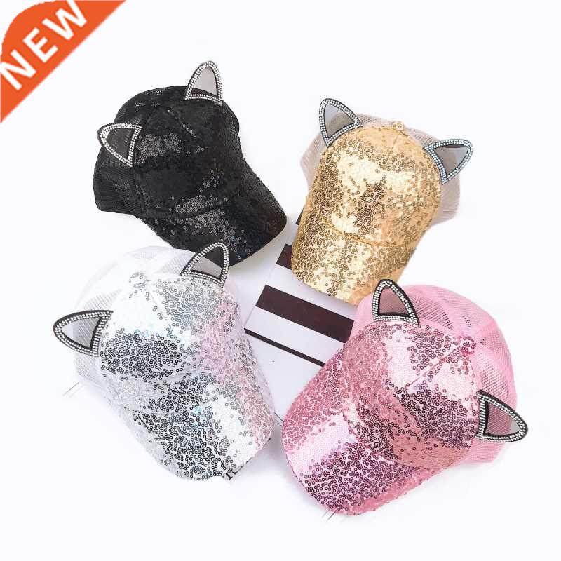 2019 Parent-child Fashion Sequin Ears Baby Hat Summer Mesh K