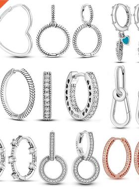 rend Original Me Earring Silver 925 Round Circle Feather Dan