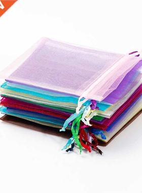 50pcs Chocolate Gift Bags Transparent Chiffon Drawstring Org