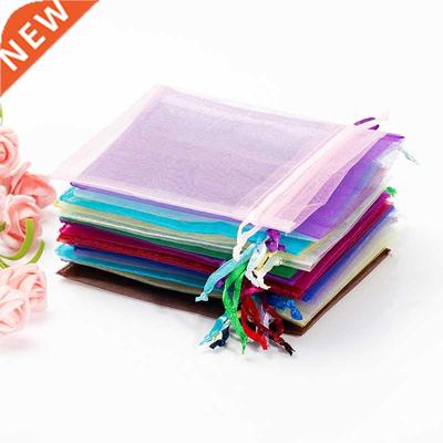 50pcs Chocolate Gift Bags Transparent Chiffon Drawstring Org