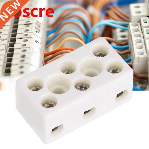 10pcs 3 Way 8 Hole 24A Ceramic Terminal Block Wire Connector