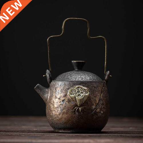 Japanese-style gold-plated iron glaze Zen lotus lifting