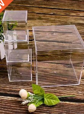 Cube Transparent Plastic Box with Cover Square Hard Plastic