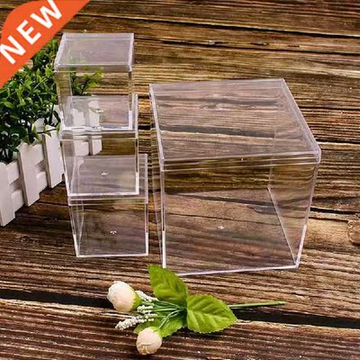 Cube Transparent Plastic Box with Cover Square Hard Plastic