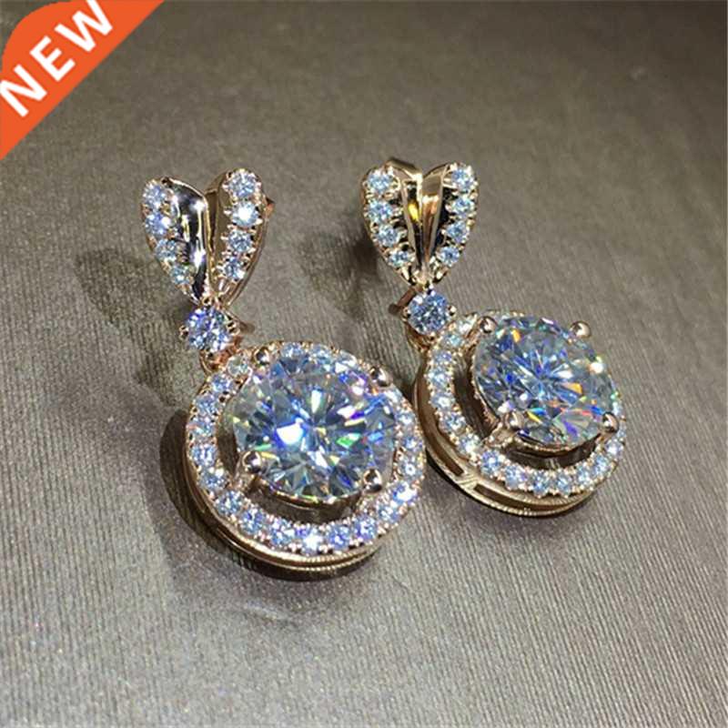 Solid Gold Jewelry 2 Carat Diamond Серьги for Women F
