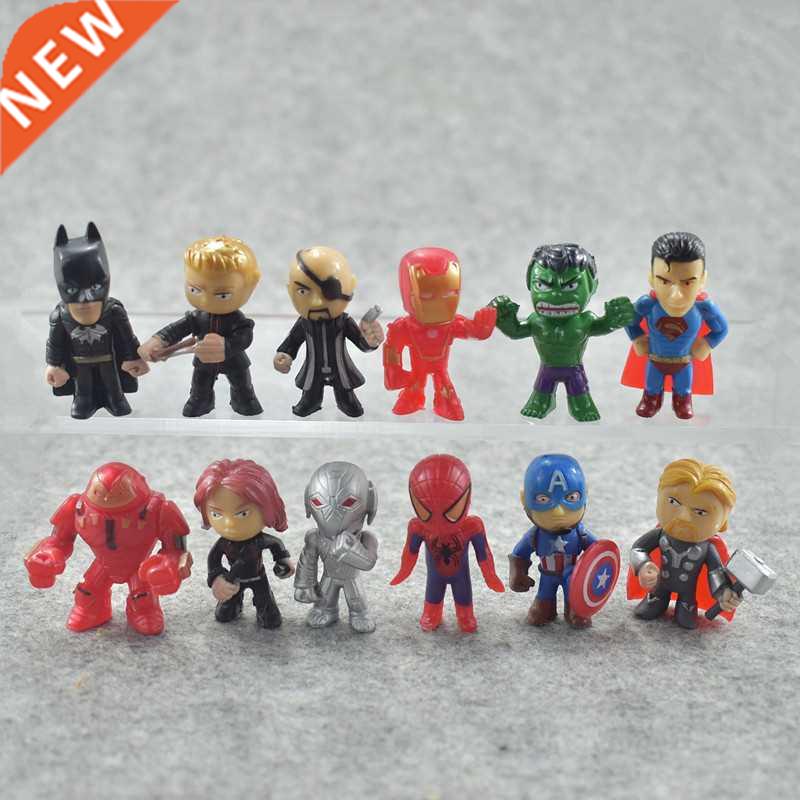 12pcs/Lot The Avengers Superhero Q Version Iron Man Thor Hu