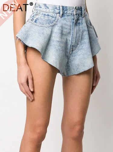 DEAT 2022 new summer fashion mesh clothing light blue denim