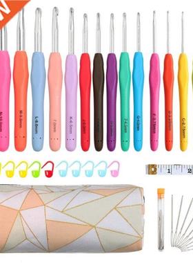 14Pcs Crochet Hooks Set Ergonomic Soft Grip Handles Yarn Kni