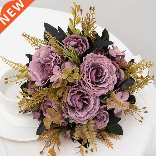 Retro Silk Artificial Rose Flowers DIY Autumn Wedding Home D